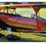 Black, red, orange and yellow Christen Eagle II airplane